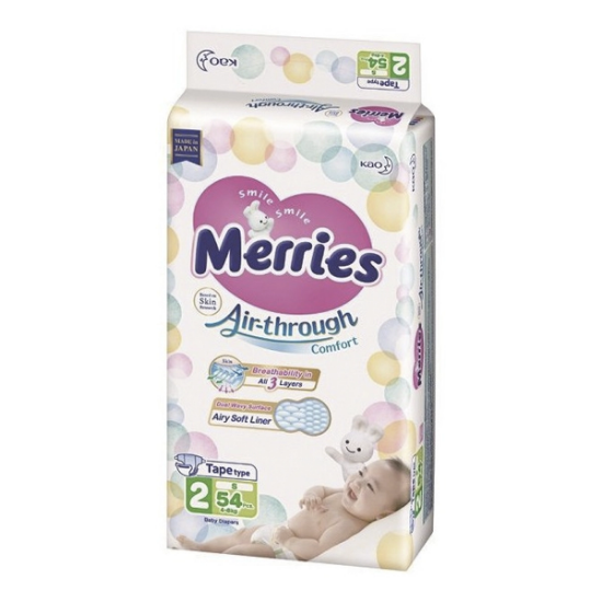 Merries-Velcro-Talla-S-Pañal-54 Unid+Toalla-Conejo