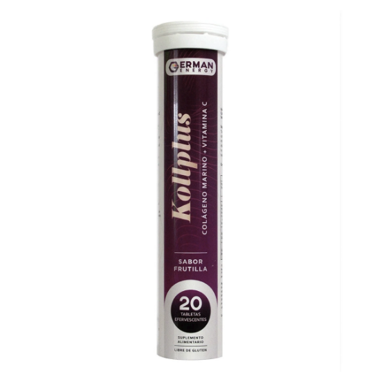 Imagen de KOLLPLUS COLAGENO MARINO + VITAMINA C SABOR FRUTILLA GERMAN ENERGY X 20 TABLETAS EFERVESCENTES