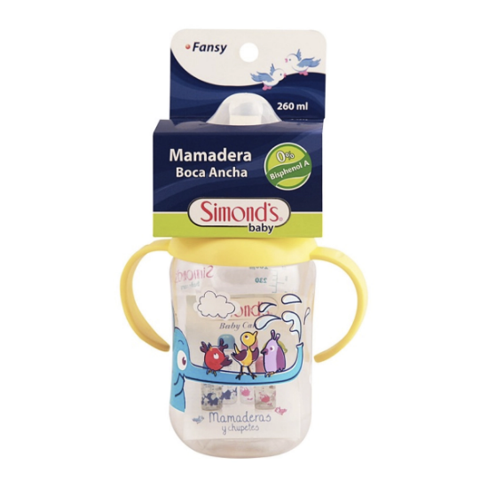 Imagen de SIMONDS MAMADERA FANSY BOCA ANCHA 0% BPA 260 ML