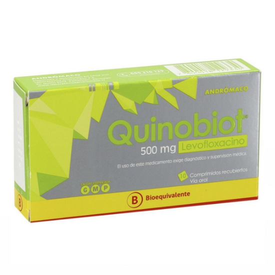 Imagen de QUINOBIOT 500 MG 10 COMPRIMIDOS RECUBIERTOS [BE] (LEVOFLOXACINO)