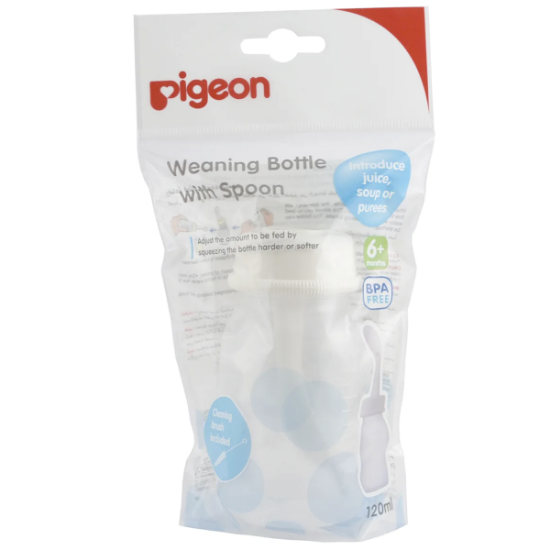 Imagen de PIGEON BIBERON CON CUCHARA 120 ML 6M+