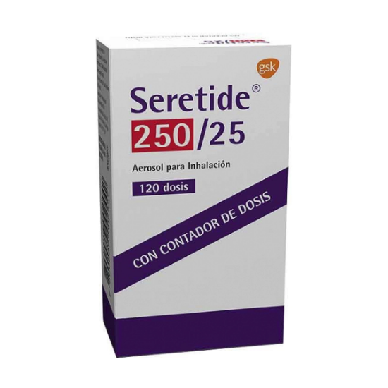 Imagen de SERETIDE-LF 250/25 INHALADOR BUCAL 120 DOSIS C/CONTADOR DOSIS (FLUTICASONA+SALME