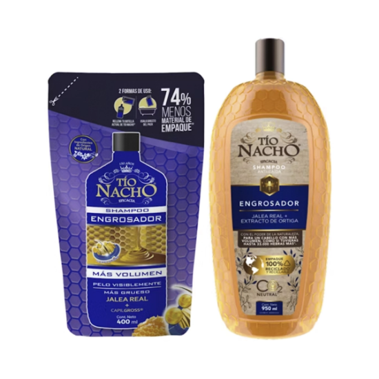 Imagen de TIO NACHO ANTICAIDA ENGROSADOR JALEA REAL-EXT.ORTIGA SHAMPOO+DOYPACK [950+400] ML