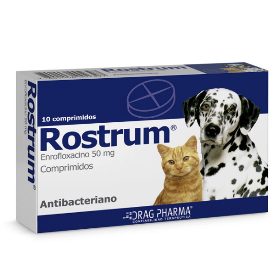 Imagen de ROSTRUM 50 MG 10 COMPRIMIDOS (ENROFLOXACINO)