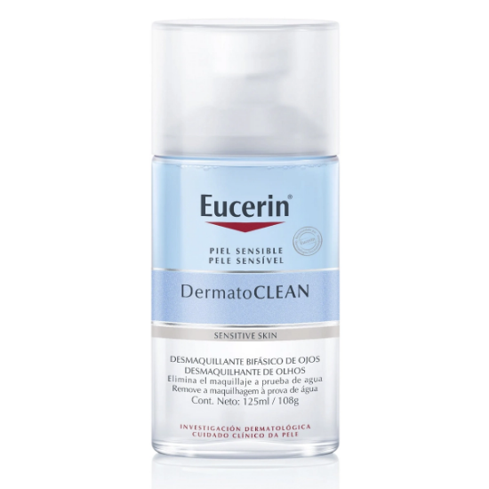 Imagen de Eucerin dermatoclean hyaluron waterproof piel sensible loción desmaquillante bifásica ojos x 125 ml