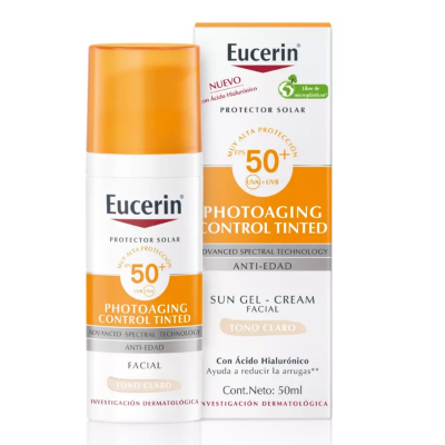 Imagen de Eucerin photoaging tinted tono claro gel crema F50+ x 50 ml