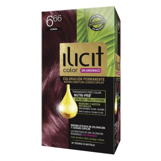Imagen de ILICIT COLOR 6.66 GUINDA COLORACION PERMANENTE S/AMONIACO 60 G.