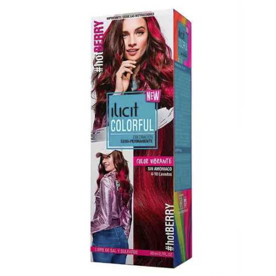 Imagen de ILICIT COLORFUL COLORACION SEMI PERMANENTE SIN AMONIACO HOT BERRY 80 ML