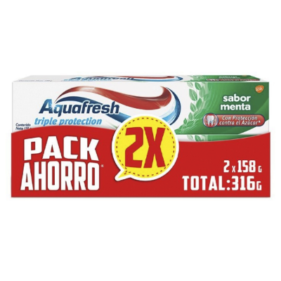 Imagen de Aquafresh triple protection sabor menta pack 2 x 158 g