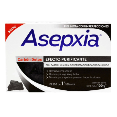 Imagen de Asepxia carbón detox efecto purificante jabón en barra x 100 g