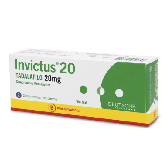 Imagen de INVICTUS 20 MG 2 COMPRIMIDO RECUBIERTO [BE] (TADALAFILO)