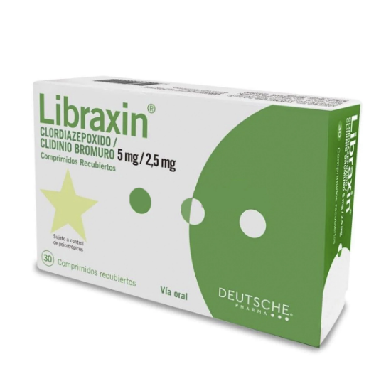 Imagen de LIBRAXIN 30 COMPRIMIDOS RECUBIERTOS (CLORDIAZEPOXIDO+CLIDINIO)