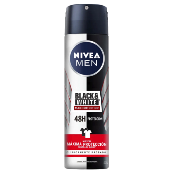 Imagen de NIVEA MEN BLACK&WHITE 48H A/T MAX PROTECT. STRONGEST DESODOR. SPRAY 150 ML