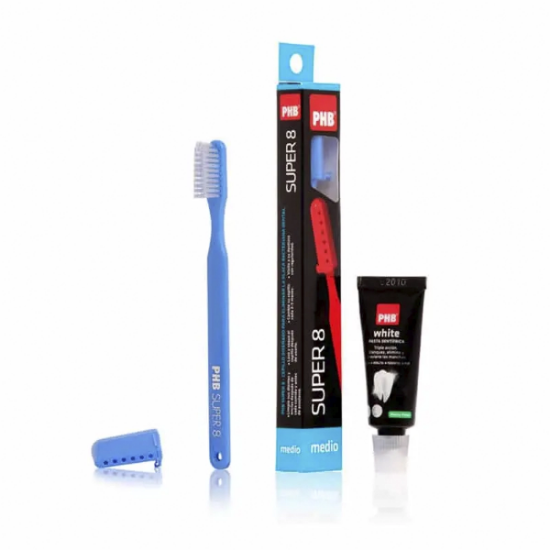 Imagen de PHB SUPER-8 MEDIO CEPILLO ADULTO+WHITE MINI PASTA DENTAL 15 ML