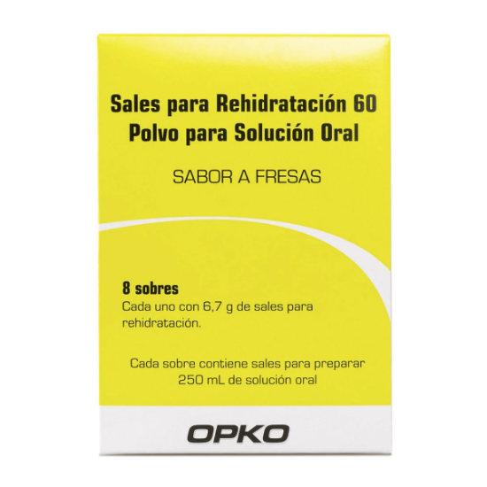 Imagen de SALES PARA REHIDRATACION 60 POLVO PARA SOLUCION ORAL SABOR FRESA 8 SOBRES