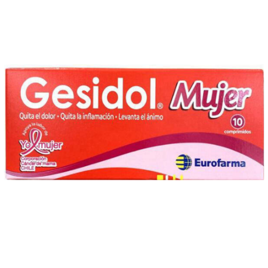 Imagen de GESIDOL MUJER 10 COMPRIMIDOS (PARACETAMOL+MEPIRAMINA+PAMABRON)