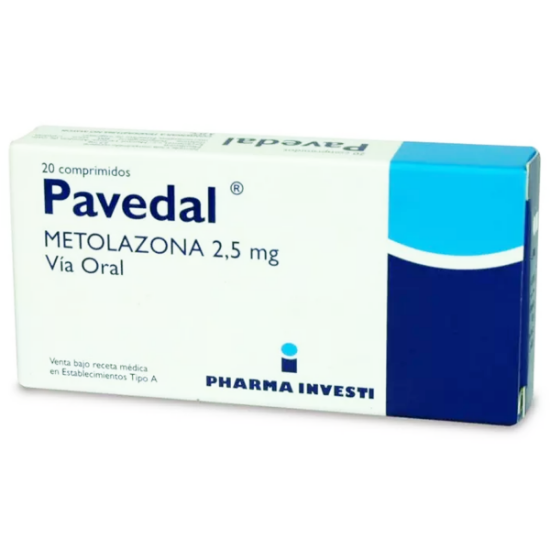Imagen de PAVEDAL 2,5 MG 20 COMPRIMIDOS (METOLAZONA)