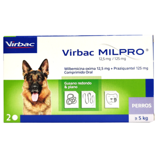 Imagen de VET MILPRO PERRO 12 MG (5 A 25 KG) ENVASE CON 2 COMP.