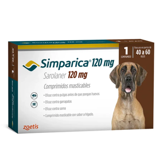 Imagen de VET SIMPARICA 120MG X 1 COMP. (40KG A 60 KG)