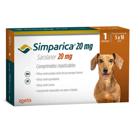 Imagen de VET SIMPARICA 20MG X 1 COMP. (5KG A 10 KG)