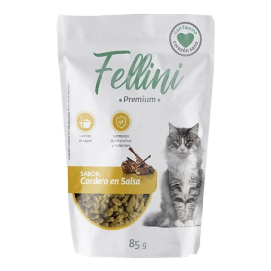 Imagen de VET FELLINI ALIMENTO HUMEDO CORDERO EN SALSA X 85G.