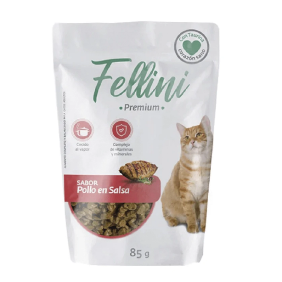 Imagen de VET FELLINI ALIMENTO HUMEDO POLLO EN SALSA X 85G.