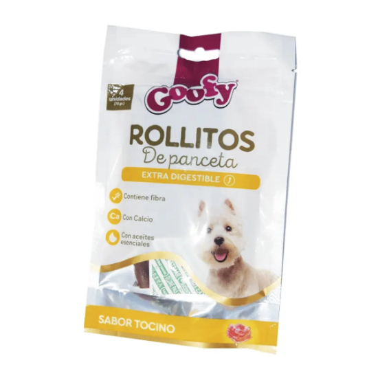 Imagen de VET GOOFY SNACK ROLLITOS DE PANCETA X 70G.