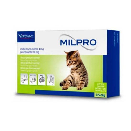 Imagen de VET MILPRO GATITOS 4 MG (GATOS 0.5 A 5 KG) ENVASE CON 2 COMP.
