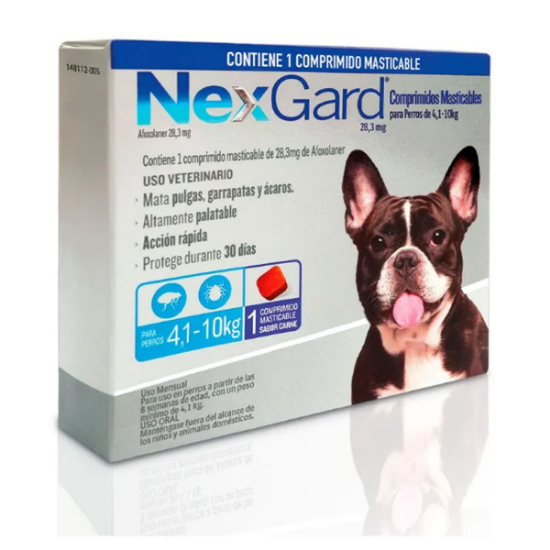 Imagen de VET NEXGARD CAJA X 1 TABLETA MASTICABLE 28.3MG 4-10KG