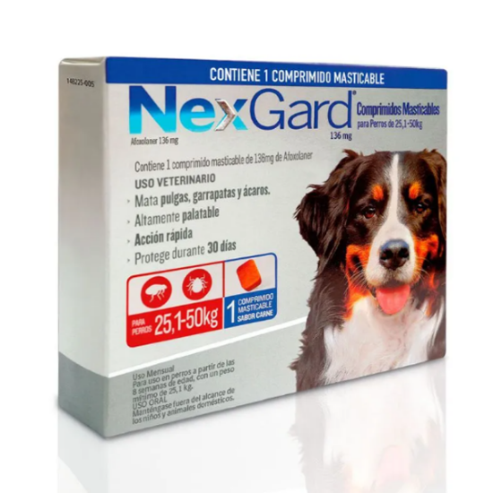 Imagen de VET NEXGARD CAJA X 1 TABLETA MASTICABLE 136MG 25-50 KG
