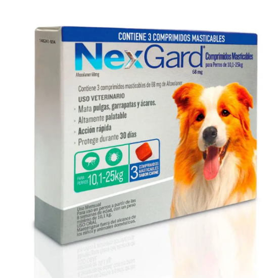 Imagen de VET NEXGARD CAJA X 3 TABLETA MASTICABLE 68MG 10-25 KG
