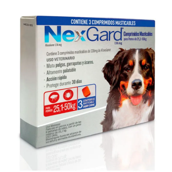Imagen de VET NEXGARD CAJA X 3 TABLETA MASTICABLE 136MG 25-50 KG