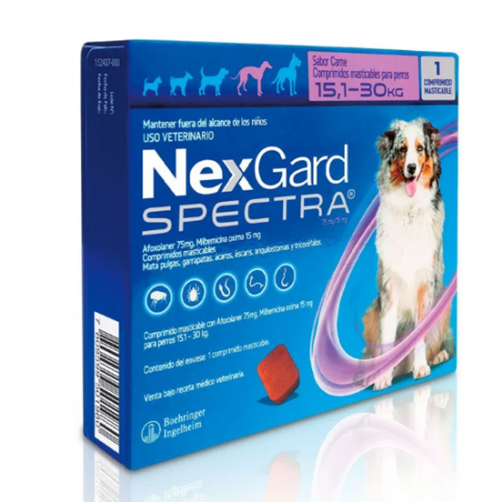 Imagen de VET NEXGARD SPECTRA CAJA X 1 TABLETA MASTICABLE 15.1 - 30 KG