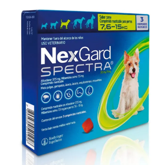 Imagen de VET NEXGARD SPECTRA CAJA X 3 TABLETA MASTICABLE 7.6 - 15 KG