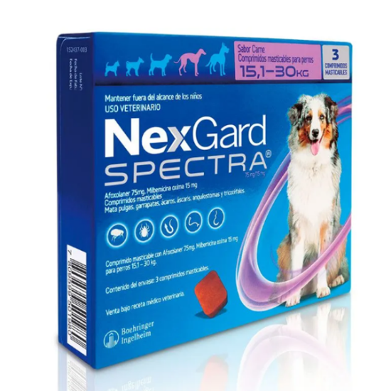 Imagen de VET NEXGARD SPECTRA CAJA X 3 TABLETA MASTICABLE 15.1 - 30 KG