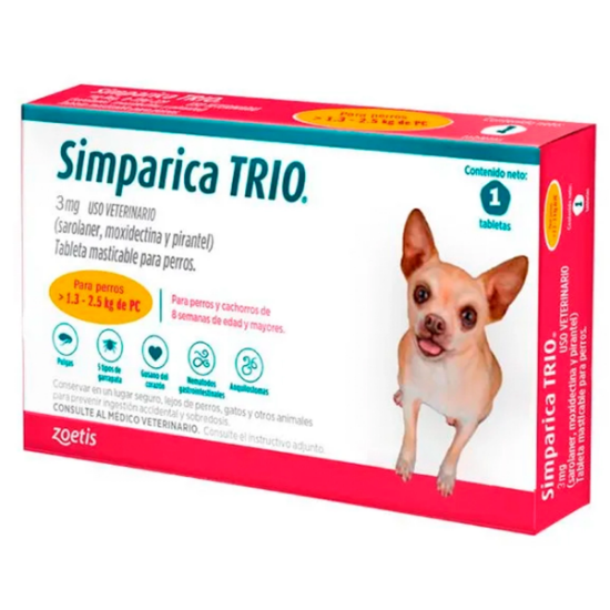 Imagen de VET SIMPARICA TRIO X 1 COMP. (1.3 - 2.5 kg)