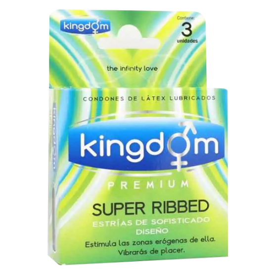 Imagen de PRESERVATIVO KINGDOM PREMIUM SUPER ESTRIADO (SUPER RIBBED) X 3 UND.