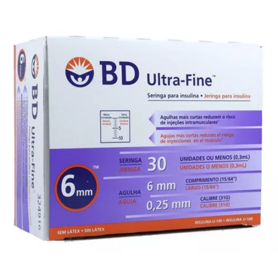 Imagen de BD JER. INS. 30UI 31G X 6MM BOL. X 100 UNID.
