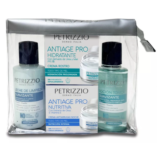 Imagen de PETRIZZIO SET CREMA HIDRATANTE+CREMA NUTRITIVA +LECHE LIMP.+ LOCION TONICA
