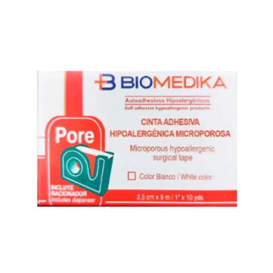 Imagen de CINTA ADHESIVA MICROPOROSA HIPOALERGENICA TELA DE PAPEL BLANCA 2.5CM X 9MT