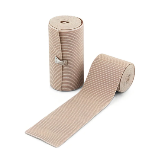 Imagen de VENDA ELASTICA BEIGE CON CLIP 10CM X 4MT 12 UNID.