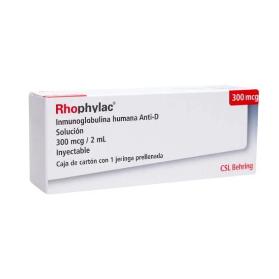 Imagen de RHOPHYLAC 300 MCG (1500 UI) / 2 ML SOL. INY. X 1 FCO.AMP.
