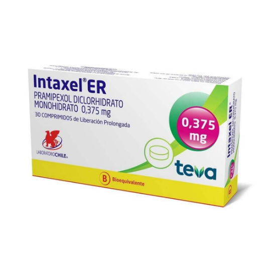 Imagen de INTAXEL-ER 0,375 MG 30 COMPRIMIDOS LIBERACION PROLONGADA [BE] (PRAMIPEXOL)