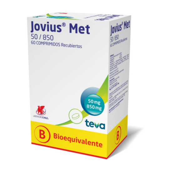 Imagen de JOVIUS MET 50 MG 60 COMPRIMIDOS RECUBIERTOS (VILDAGLIPTINA+METFORMINA)