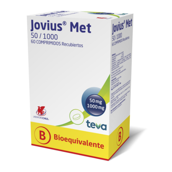 Imagen de JOVIUS MET 50/1000 MG 30 COMPRIMIDOS RECUBIERTOS (VILDAGLIPTINA+METFORMINA)