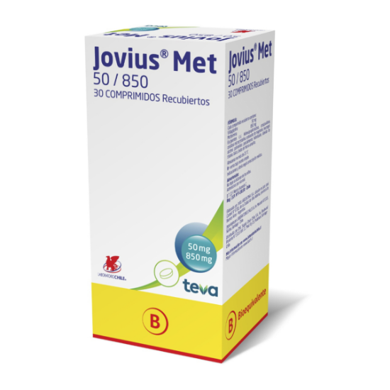 Imagen de JOVIUS MET 50/850 MG 30 COMPRIMIDOS RECUBIERTOS (VILDAGLIPTINA+METFORMINA)