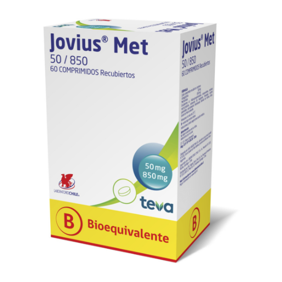 Imagen de JOVIUS MET 50/850 MG 60 COMPRIMIDOS RECUBIERTOS (VILDAGLIPTINA+METFORMINA)