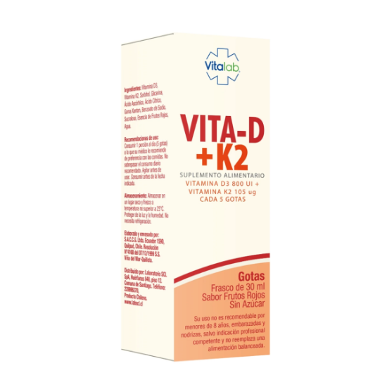 Imagen de VITA-D 800 ui+K2 105 ug/ 5 GOTAS SOLUCION ORAL FCO 30 ML VITALAB