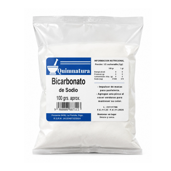 Imagen de QUIMNATURA BICARBONATO DE SODIO BOLSA 100 G.