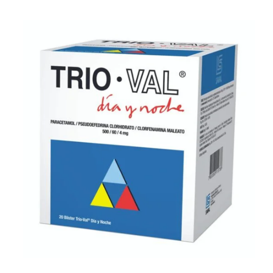 Imagen de TRIOVAL 4 COMPRIMIDOS RECUBIERTOS DISPLAY 20 BLISTER (PARACETAMOL+PSEUDOEF+CLORF